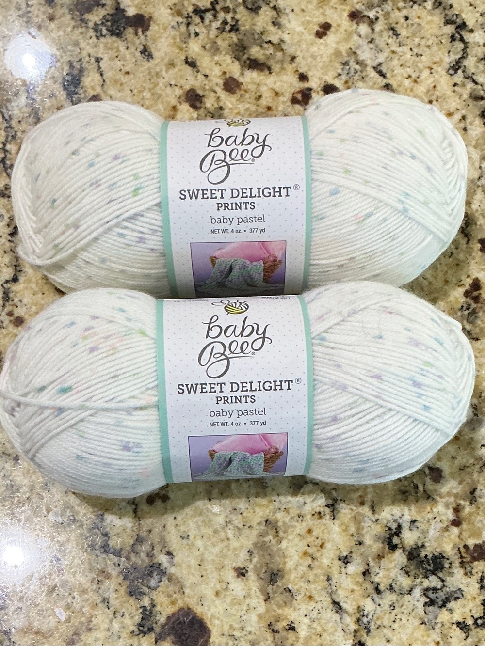 Baby Bee Sweet Delight Prints Baby Pastel Yarn - Soft White with Pastel Speckles